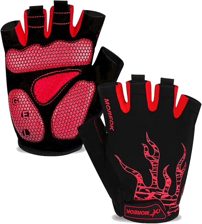 MOREOK Cycling Gloves Bike Gloves for Men/Women-[5MM Gel Pad] Half Finger Bicycle Biking Gloves for Cycling/Weight Lifting/Gym/Motorcycle/Rowing/Outdoor Sports
