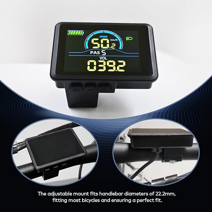 Ebike Display P5C, UART No. 2 Protocol, 24V-60V ABS Colorful Cycling Computer Left-Side Ebike Controller, Ebike LCD Display to Enrich Cycling Journey