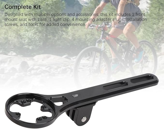Out Front Bike Computer Mount, Universal Handlebar Bike Mount Compatible with Garmin GPS Bike Computer Gopro Action Camera for Road Mountain Bike with 4 Adapters.