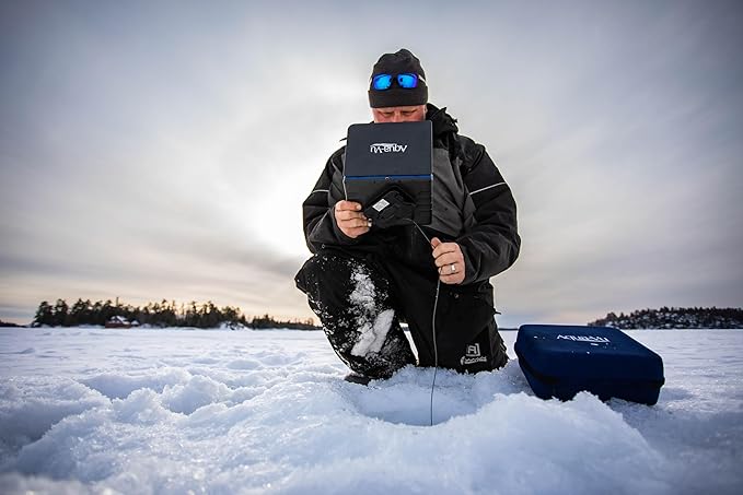 Aqua-Vu AV822 HD Underwater Camera, 8" HD Display, 1080p, 60ft Cable, Waterproof, Real-Time Video & Recording for Ice & Boat Fishing