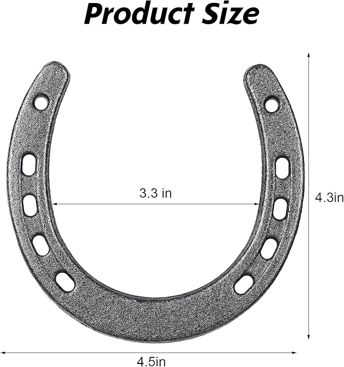 MBAIYO 8 Pack 4.5 x 4.3 Inch Cast Iron Horseshoe, Western Theme Wall Decor Lucky Party Favors Horse Shoes for Decorations Metal Horseshoes for Cowboy Centerpieces Rustic Home Decor Crafts