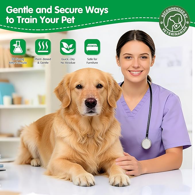 2 Bottles Bitter Apple Spray for Dogs - No Chew Spray for Dogs to Stop Barking Marking and Nibbling - Natural Ingredients Dog Repellent Spray for Furniture and Your Belongings