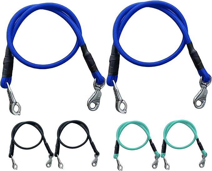 Majestic Ally Pack of 2, Bungee Trailer Tie for Horse Haulage with Panic Snap and Bull Snap - 36 Inch (Royal Blue)