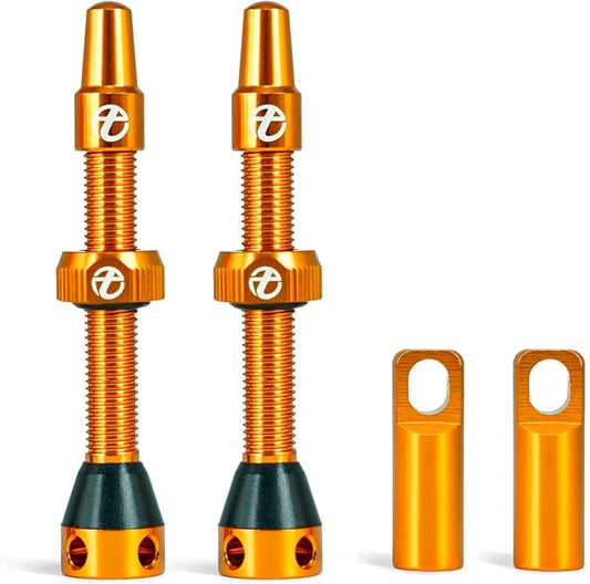 Thinvik Presta Tubeless Valve Stem 44/48/65/70/85mm,Super Light Alloy Presta Tubeless Valve Stem Kit for Tubeless Tires-2 Tubeless Valve Stem (with Aluminum Alloy Valve Cap) + Valve Core Removal Tool
