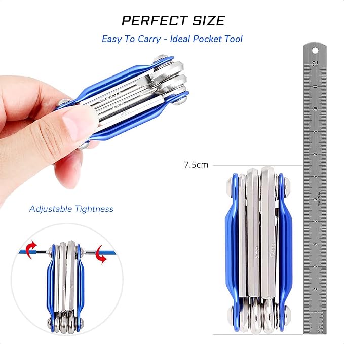 Bike Multi-Tool Mini Multitool Kit - 6 in 1 Lightweight Stainless Steel Tool With 3/4/5/6mm Hex Key and Phillips Screwdriver for Mountain Bicycle Road Bike MTB