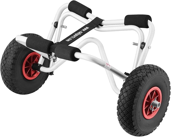 Kayak Cart - Canoe Dolly with Airless Tires, Aluminum Frame, and 140lb Capacity for Transporting Jon Boats, Paddleboards, SUP by Rad Sportz (White)