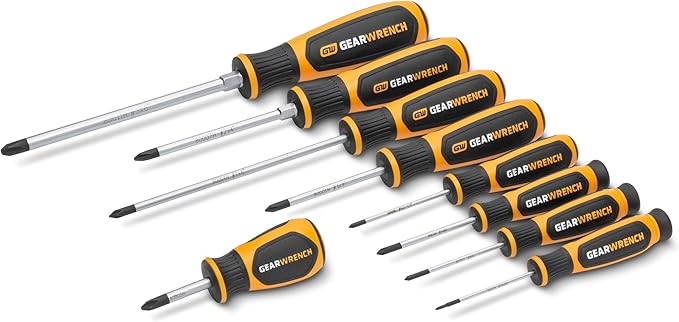 GEARWRENCH 9 Piece Phillips Dual Material Screwdriver Set in Foam Storage Tray - GWMSSCRPH