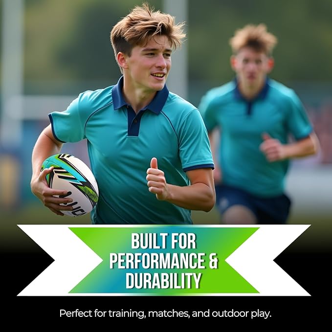LUCA League Rugby Ball Size 4 & 5 | Hand Stitched, 3-Ply Durable Construction | Super Grip Texture | Training & Match Play Rugby Ball