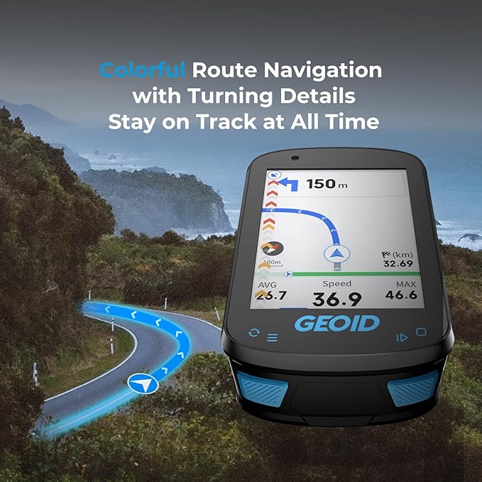 GEOID CC600 Color Screen Bike/Cycling Computer Wireless - Route Navigation with Reroute Planing, WiFi & Bluetooth, Fast 5s GPS Positioning, Free Indoor Training