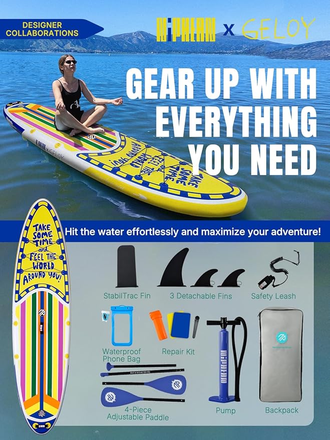 Niphean Inflatable Stand Up Paddle Board with SUP Accessories, Anti-Slip EVA Deck, 10’6’’ Inflatable Paddle Boards for Adults & Youth of All Skill Levels
