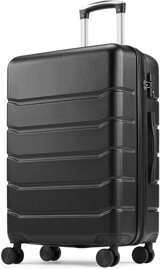 Sweetcrispy Carry on Luggage, Hard Shell ABS Suitcase with Double Spinner Wheels, Lightweight Expandable Rolling Suit Case with TSA Lock, 24 Inch Bronze Black