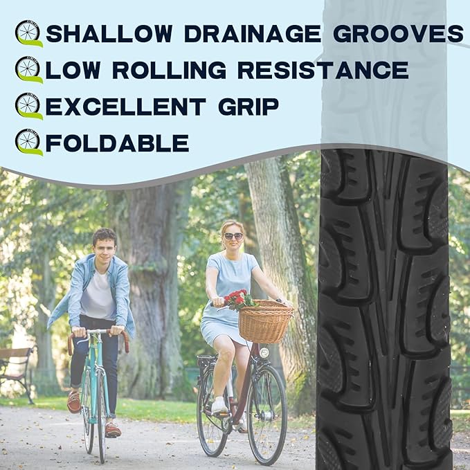 700x35C Bike Tire Foldable Replacement Tires with or Without Bike Tubes and Tire Levers for Road Bicycle