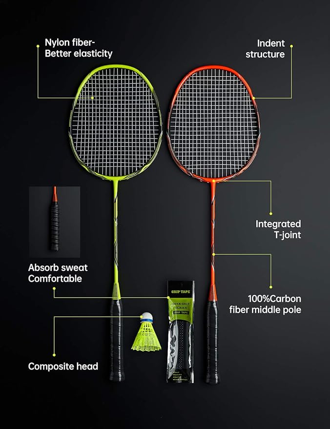 Professional Carbon Fiber Badminton Rackets Badminton Racquet for Backyards Gym