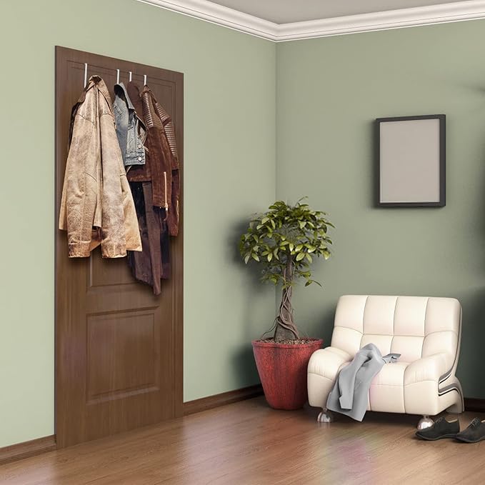 Unjumbly 4 Pack Over The Door Hooks - Fitting Door Width Between 1 3/8" and 1 3/4", Reversible Door Hangers for Hanging Clothes, Towels, Coats and More (White)