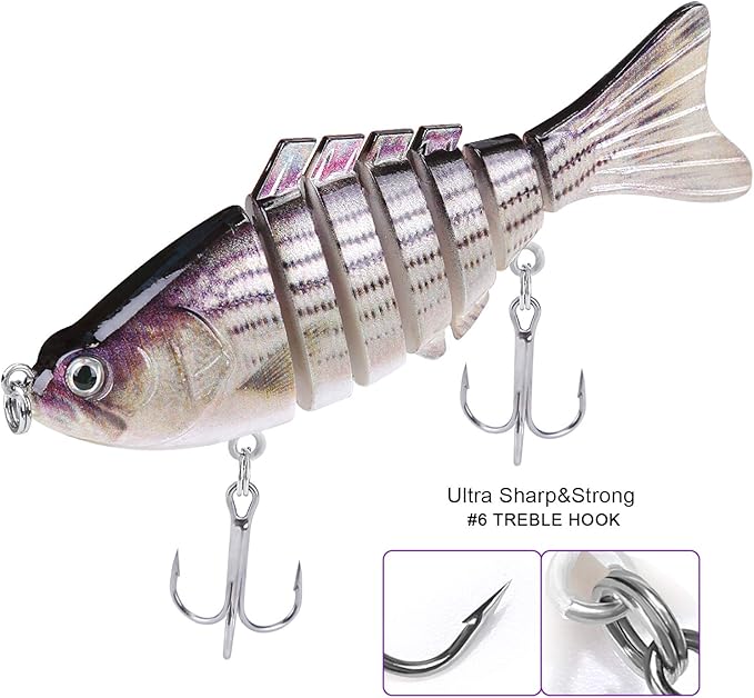 Lifelike Fishing Lures for Bass, Trout, Walleye, Predator Fish - Realistic Multi Jointed Fish Popper Swimbaits - Spinnerbaits Lure Fishing Tackle Kits - Freshwater and Saltwater Crankbaits - 3 Pack