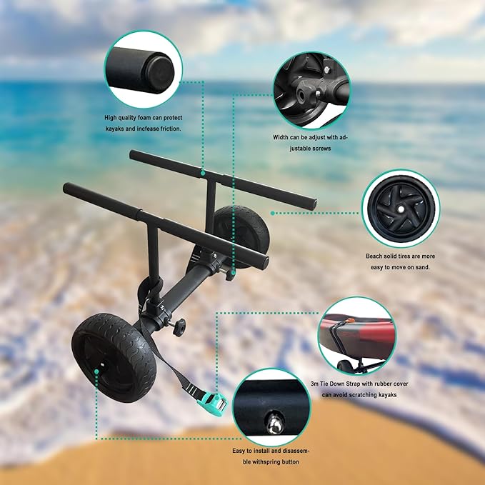 Kayak Cart Trolley Kayak Cart Dolly Foldable for Carring Kayaks Canoes Boat Trolley Silver+Black+Orange