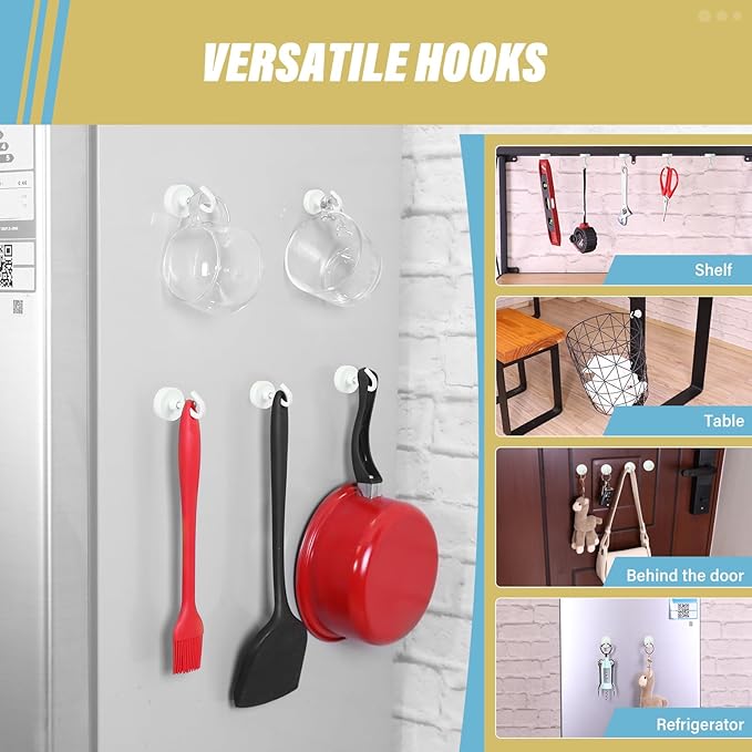 Neosmuk Magnetic Hooks, Heavy Duty 40lb+ Strong Magnet Hook for Cruise Cabins, Cruise Ship Essentials for Hanging, Metal Wall Refrigerator Hangers (White, 10 Pack)