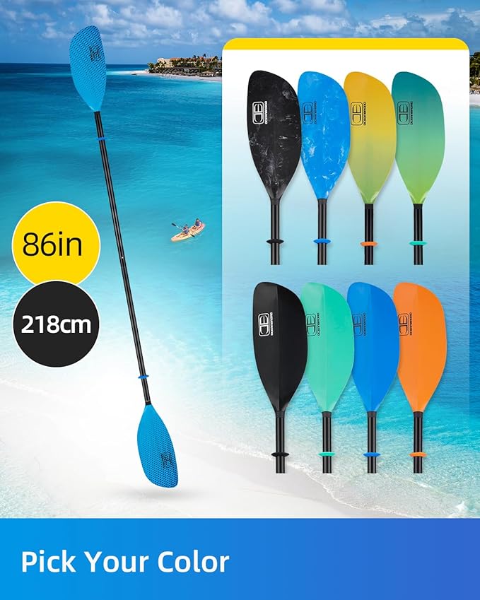 OCEANBROAD カヤックパドル 86インチ/218cm、90.5インチ/230cm アルミシャフト 2ピースフロータブルカヤックオール カヤック、カヌー、ボート用