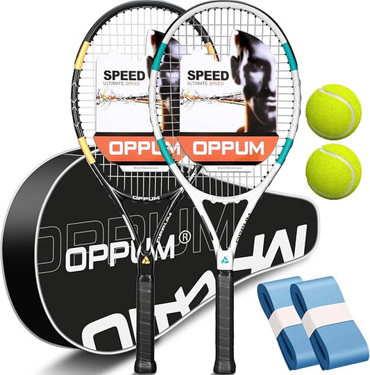 PRO-500 Adult Tennis Rackets, 2-Pack Pre-Strung Racquets for Beginners & Intermediate with Carry Bag & 2 Balls, 105 Sq Inch Oversized Head for Women & Men, Arm Friendly Vibration Control