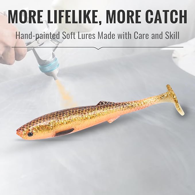 TRUSCEND Easy Catch Pre-Rigged Soft Lures, Unique Vibrating Swim Action and Trembly Sinking Move for More Bites, Amazing Soft Swimbait for Family Fishing, Fishing Lures for Bass Trout Crappie Walleye