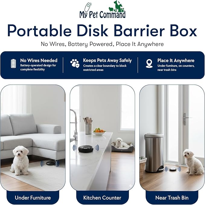 My Pet Command, Indoor Pet Barrier Adjustable Range, Static Tone Correction, Hidden Fence for Dogs Containment Collar, Wireless Pet Gate Keeps Areas Off Limits, Rechargeable Collars Extra Collar only
