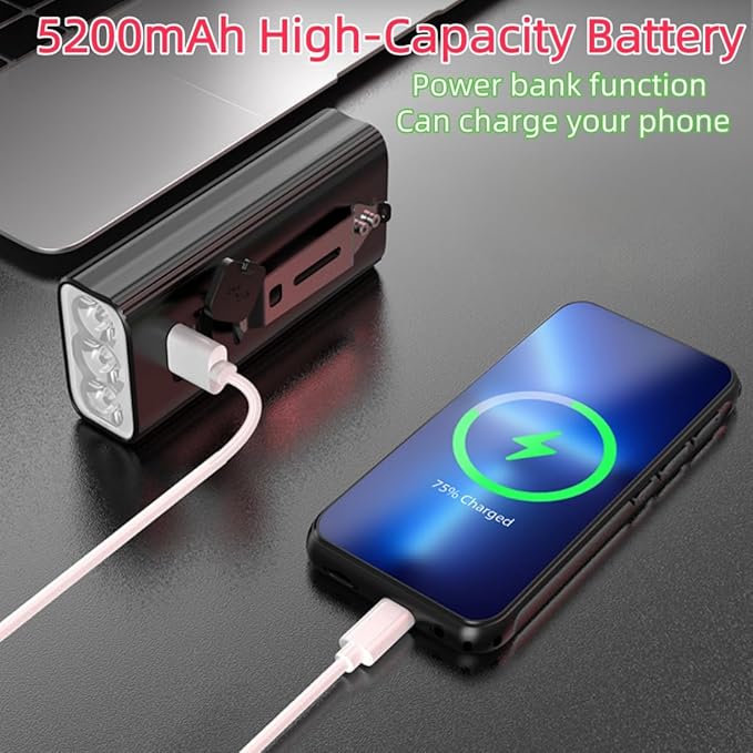 3000 Lumen Super Bright Bike Lights,5200mAh Runtime 10+ Hours,Rechargeable Bicycle Lights Front and Back for Night Riding,5 Light Modes,Easy to Install for Men Women Kids Road Mountain Cycling