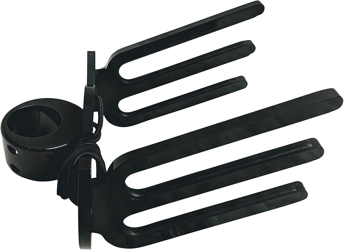 Krypt Towers Universal Swivel Wakeboard Tower Rack - Black 6061 Aluminum, Fits 2 Boards, Boat Tower Accessories, Secure Bungee, Rubber Inserts, Adjustable Clamp Sizes 1.75"–2.5"