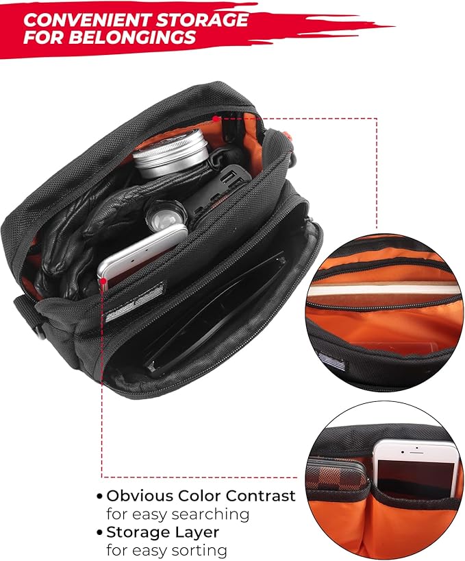 KEMIMOTO Motorcycle Bag, Handlebar Tool Bag Storage Accessory Saddlebag Universal for Front Fork Handle Bar Sissy Bar Compatible with Cruiser Softail Dyna Sportsters