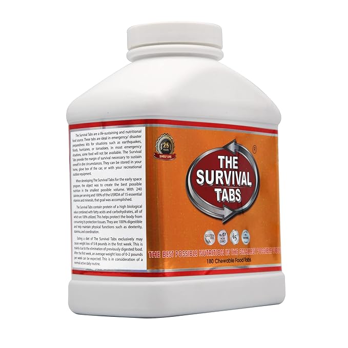 Survival Tabs 60-Day 720 Tabs Emergency Food Replacement, 25-Year Shelf Life Non-GMO Gluten-Free Survival Tablets for Disaster, Camping, Hiking Emergency Preparedness
