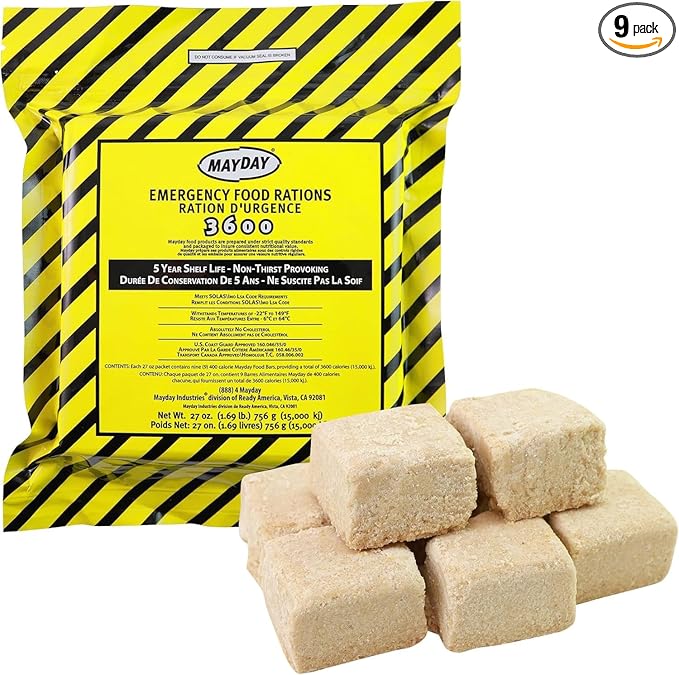 9 Meals 3 Day 3600 Calorie Emergency Survival Food Bar Ration Car Kit Bug Out