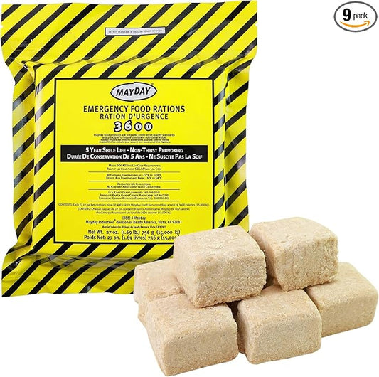 9 Meals 3 Day 3600 Calorie Emergency Survival Food Bar Ration Car Kit Bug Out