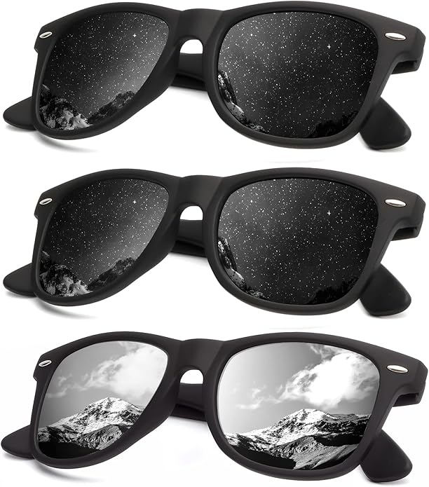 KALIYADI Polarized Sunglasses for Men and Women Matte Finish Sun glasses Color Mirror Lens UV Blocking (3 Pack)