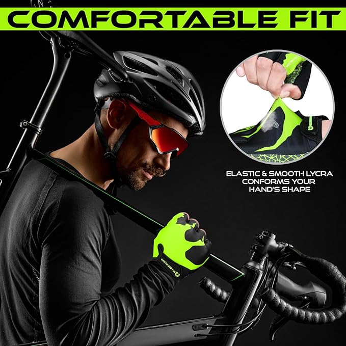 WESTWOOD FOX Cycling Gloves Half Finger Unisex Padded Grips Palm Bicycle Summer MTB Bike Gloves for Men Women Non-Slip Fingerless Short Mountain Bike Sports Hiking Climbing Gym