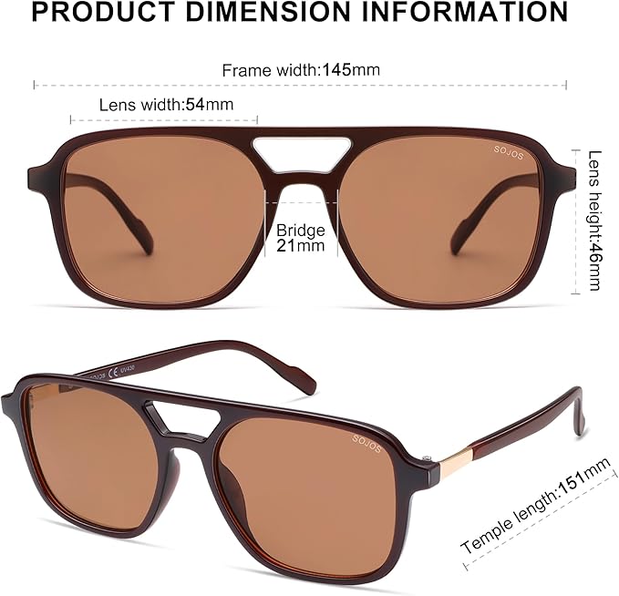 SOJOS Retro Aviator Sunglasses for Women Men,Trendy Rectangle Womens Mens Shades Sun Glasses SJ2202