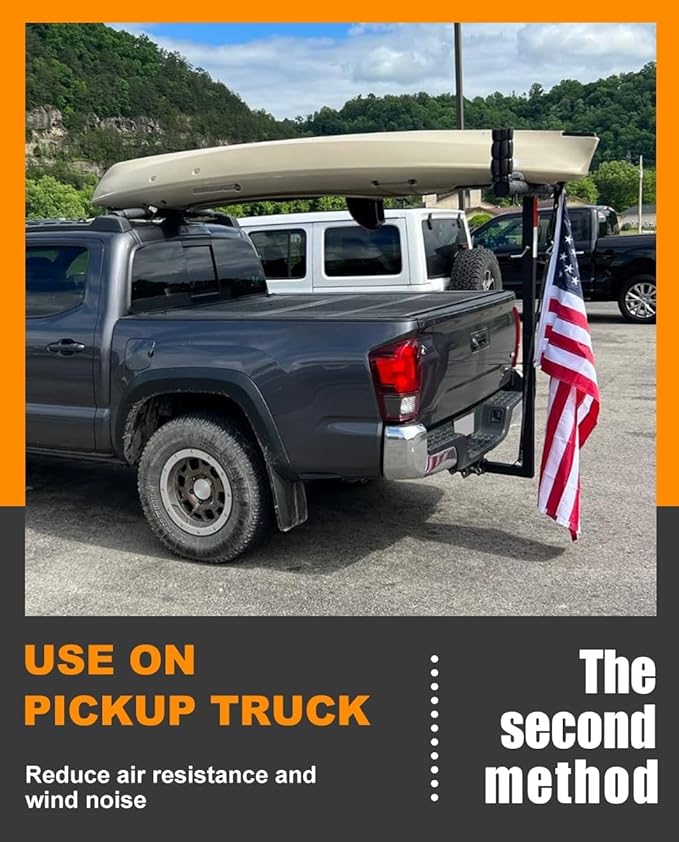 Upgraded RV Hitch Mount Kayak Rack Height Adjustable Vertical Kayak Carrier for RV, Truck, SUV Holds 2 Kayaks up to 12' & 150LBS & 2'' Hitch Receiver