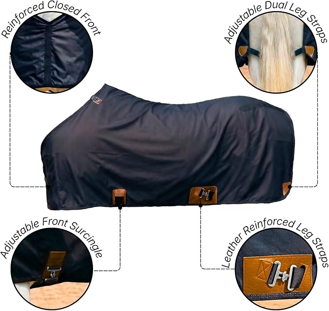 Nylon Horse 420D Stable Sheet | Breathable & Durable Horse Sheet | Keeps Coat Clean, Smooth & Shiny | Adjustable Fit Summer Sheet (60"– 86" Sizes)