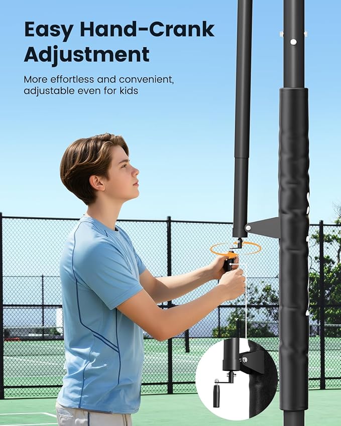In Ground Basketball Hoop Outdoor 10FT Adjustable Height with Crank, in-Gound Basketball Goal System with 50 Inch Shatterproof PC Backborad and Solid Steel Rim