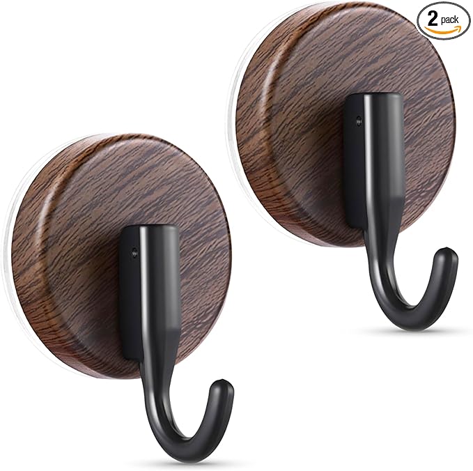 OUTXE Wreath Hanger for Front Door, Upgraded Suction Cup Reef Hook for Glass Window/Over Door, Christmas/Thanksgiving/Halloween/July 4th/Easter/Valentine/Spring/Summer/Fall (Walnut, 2-Pack)