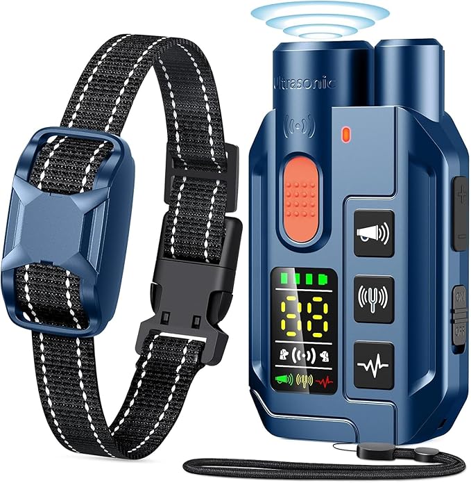 2 in 1 Dog Shock Collar &Dog Bark Deterrent Devices,4200FT Dog Training Collar with Remote, E Collar with Adjustable Beep, Vibration and Shock, IP67 Waterproof,50FT Ultrasonic(1-3L) Control Range