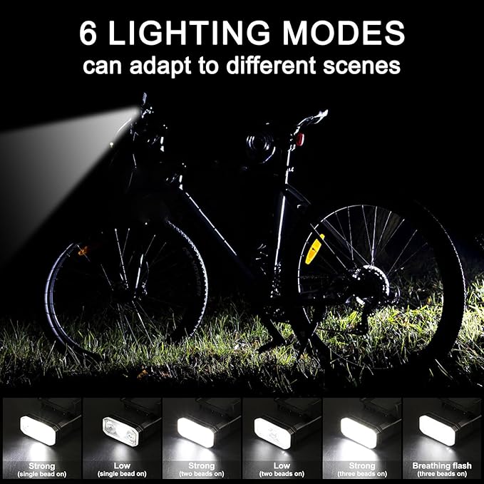 Bike Lights, 17 LED 4800 Lumen Bicycle Light with 4 Modes, 10000mAh USB Rechargeable Bike Light, Bike Headlight with Digital Power Display, Wide Beam Bike Lights for Night Riding