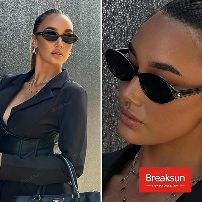 Retro Oval Sunglasses for Women Men Fashion Small Oval Sunglasses 90s Vintage Shades