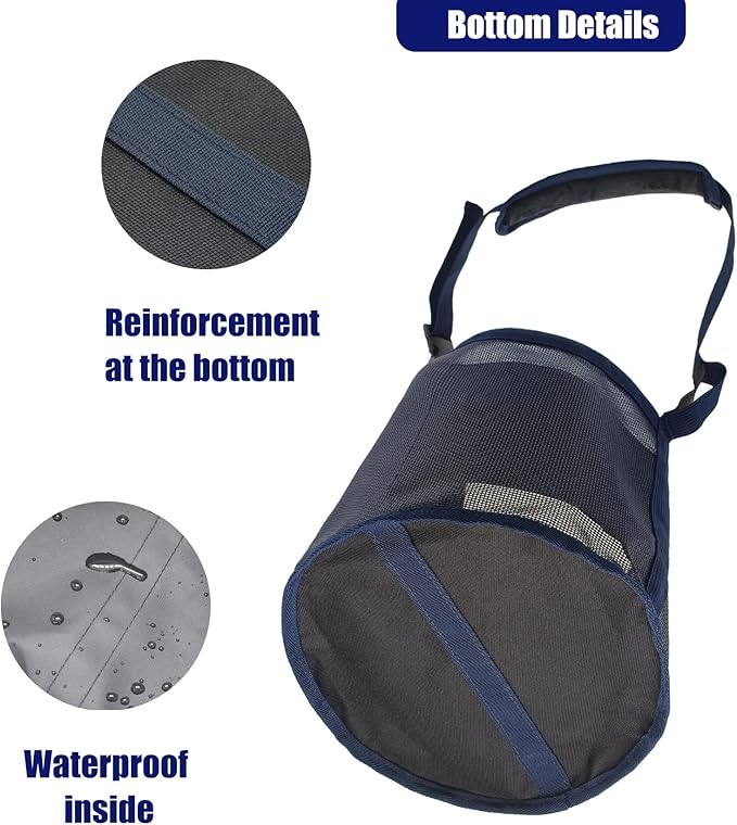 Horse Feed Bag for Grain - Heavy Duty Mesh Horse Feeder with Adjustable Strap,Comfort Neck Pad,Nose Pad Horse Muzzle (Medium,1Blue+1Pink)