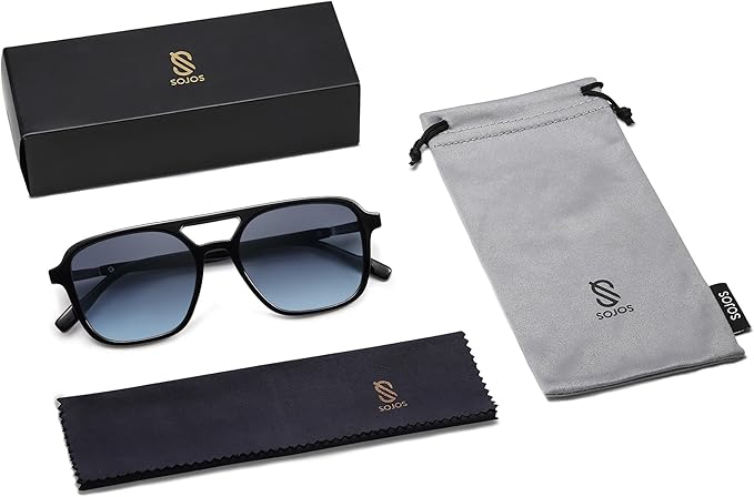 SOJOS Retro Aviator Sunglasses for Women Men,Trendy Rectangle Womens Mens Shades Sun Glasses SJ2202
