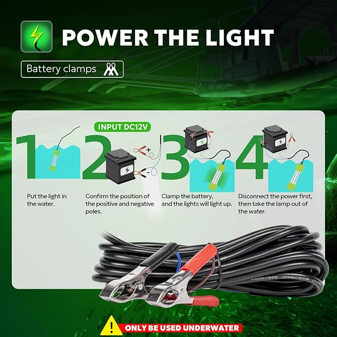 SF DC 12V LED水中集魚灯 45W 70W 100W 集魚灯 5600 7000 13000lm グリーン集魚灯 ドックおよびボート用 水中IP68防水 シガーライターまたはバッテリークリップ付き