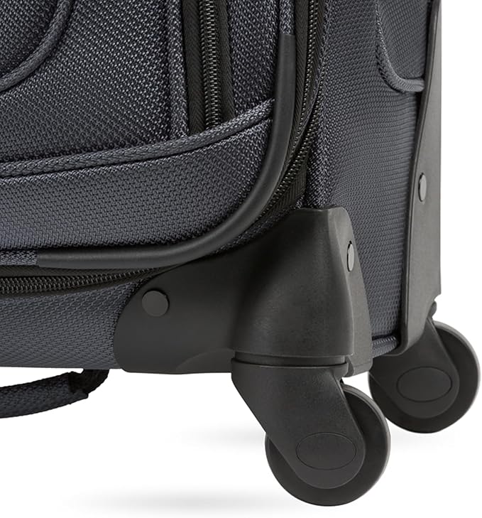 SwissGear Sion Softside Expandable Luggage – Carry-On Suitcase with 360 Degree Wheels & Retractable Handle – 21 Inch, Perfect for 1-3 Night Trips – Dark Gray