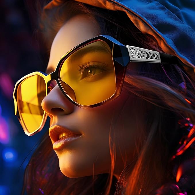 DragonflyDreams レディースビッグサングラス 4点セット UV400対応 オーバーサイズ クラシックトレンド レディーズサングラス スパークリングビッグフレーム