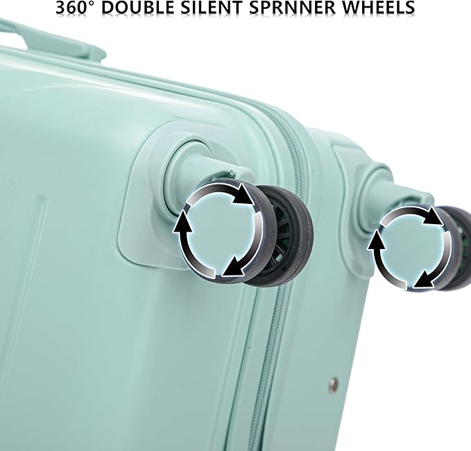 Merax Luggage Sets 3 Piece, Hardshell Suitcase with Lock Double Spinner Wheels, Green, 20/24/28 Inch