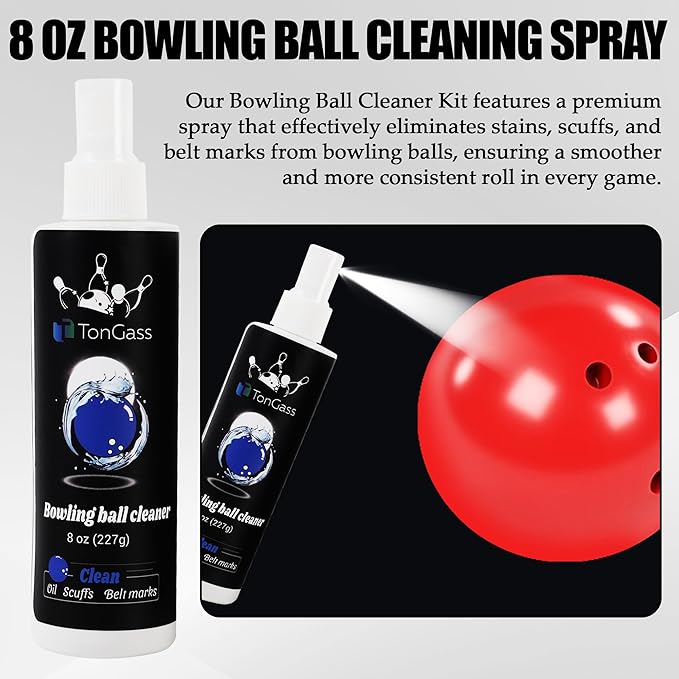 TonGass Bowling Basics Accessories Kit, Microfiber Bowling Ball Seesaw Towel, Bowlings Cleaner Spray Kit, Microfiber Ultra Dry Bowlings Grip Balls