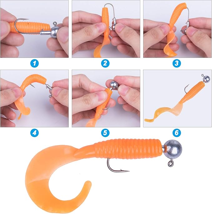 Goture Round Lead Jig Head Hooks for Freshwater & Saltwater Fishing, Swimbait Jig Heads with Fishing Box, Ideal for Trout & Bass