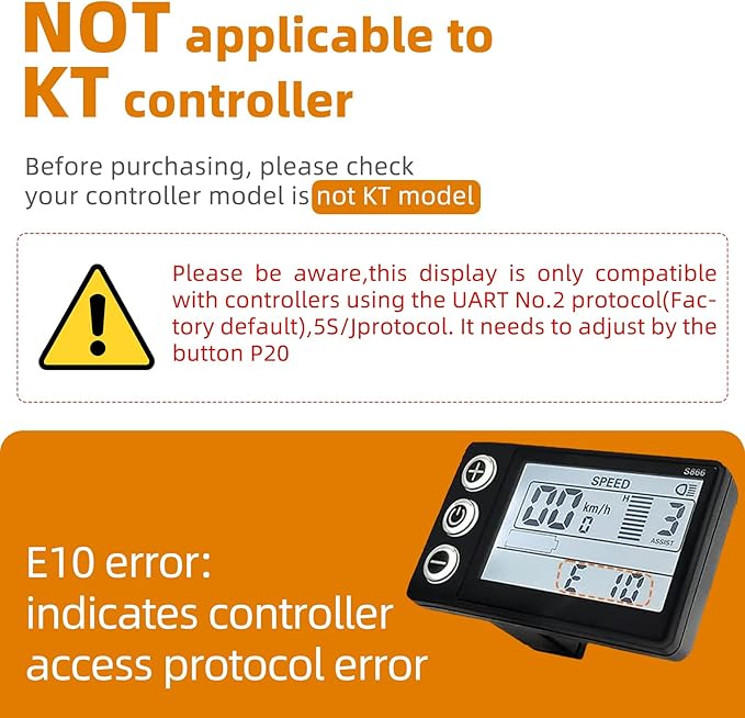 S866 Electric Bicycle LCD Display Meter, 24V 36V 48V Ebike LCD Display Control Panel Wireless Bicycle Speedometer Odometer for Electric Scooter Electric Bike Modification